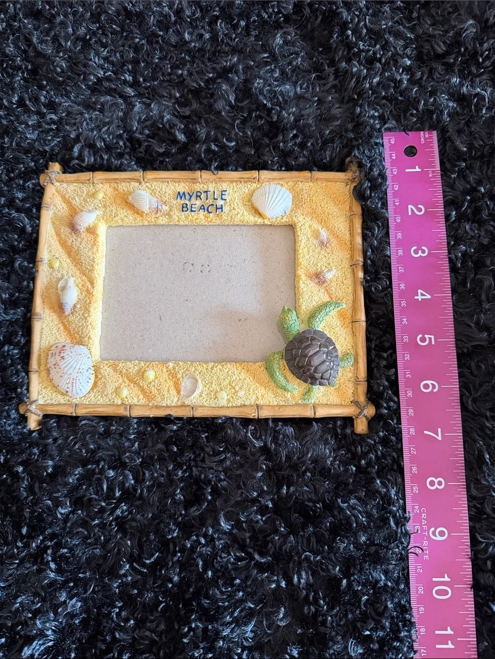 Yellow Sea Turtle & Shell Picture Frame / holds 4x6 photo